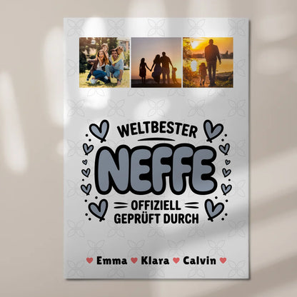 Fotoboard Magnet Wandbild Neffe Fotocollage Weltbester Neffe Offiziell Geprüft Durch 7