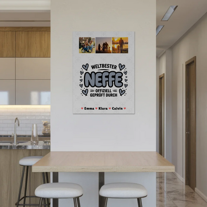 Fotoboard Magnet Wandbild Neffe Fotocollage Weltbester Neffe Offiziell Geprüft Durch