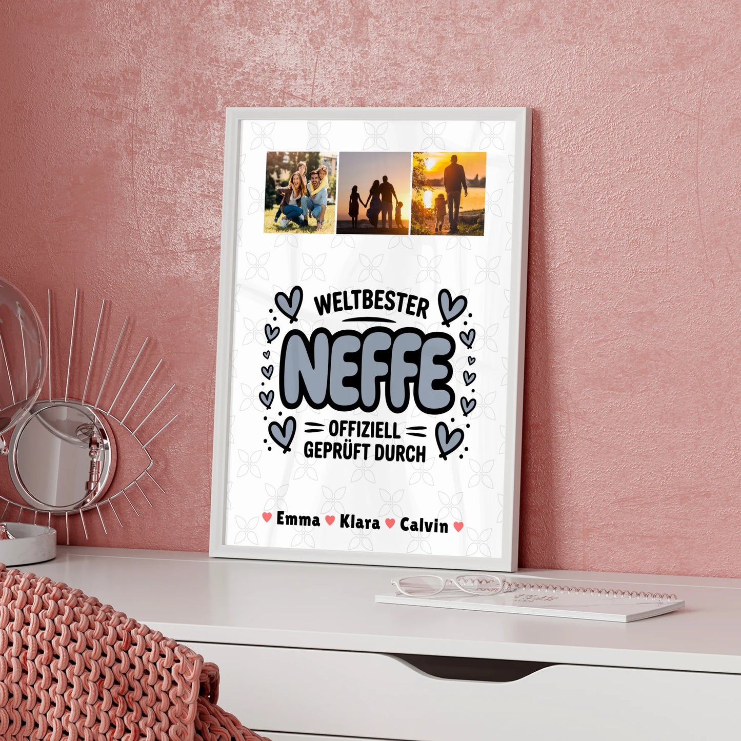 Personalisiertes Poster Datum Neffe Fotocollage Weltbester Neffe Offiziell Geprüft Durch