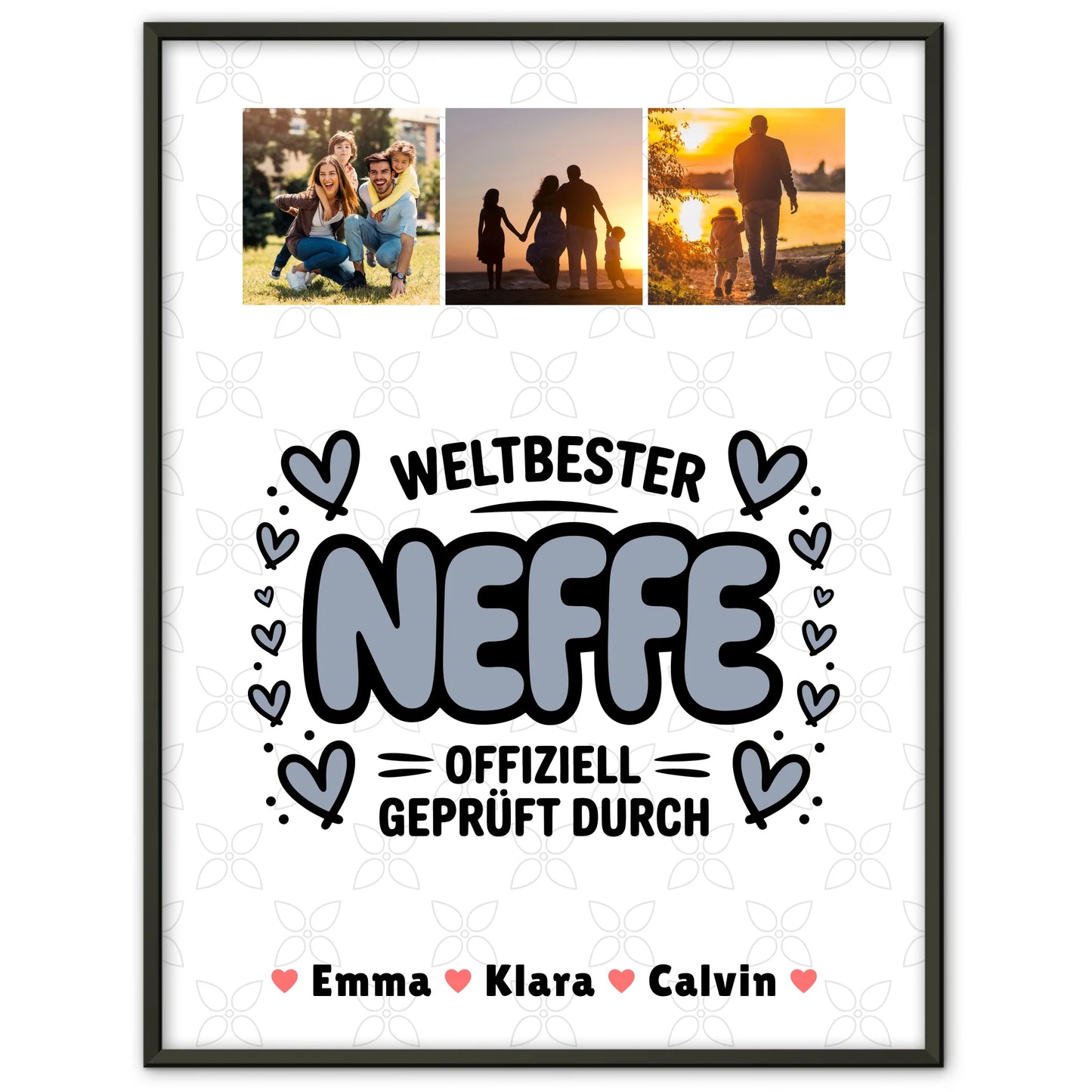 Personalisiertes Poster Datum Neffe Fotocollage Weltbester Neffe Offiziell Geprüft Durch