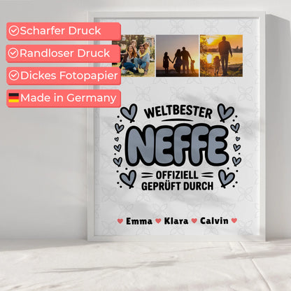 Personalisiertes Poster Datum Neffe Fotocollage Weltbester Neffe Offiziell Geprüft Durch