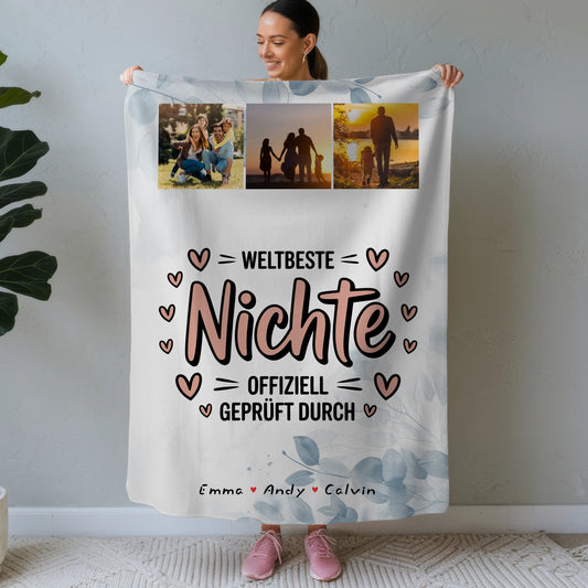 Namensdecke Nichte Fotocollage Weltbeste Nichte Offiziell Geprüft Durch 1