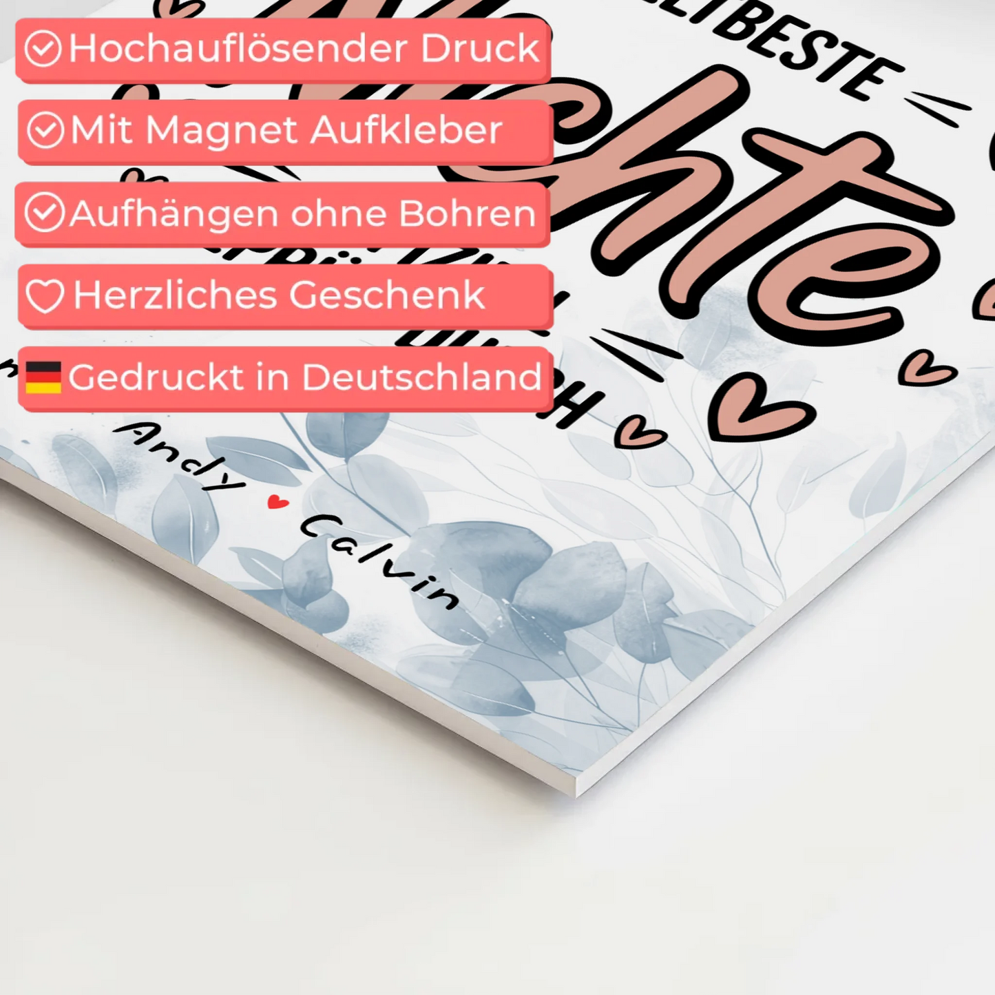 Magnetposter Fotoboard Nichte Fotocollage Weltbeste Nichte Offiziell Geprüft Durch