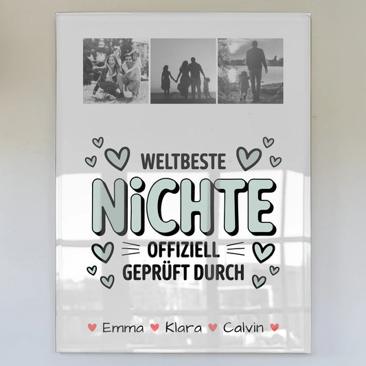 Personalisierte Geschenke für Nichte mit Foto Acrylglas Geschenk Fotocollage Weltbeste Nichte Offiziell Geprüft Durch 1