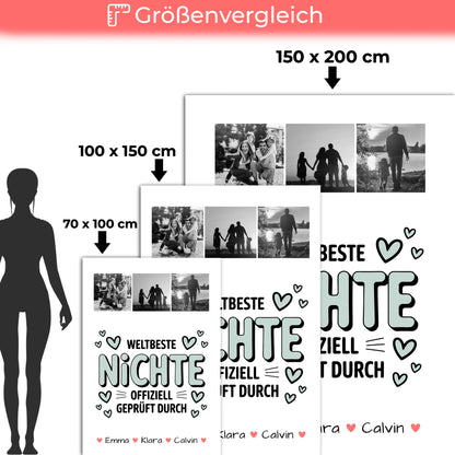 Kuscheldecke Mit Namen Und Motiv Geschenk Fotocollage Nichte Weltbeste Nichte Offiziell Geprüft Durch 5