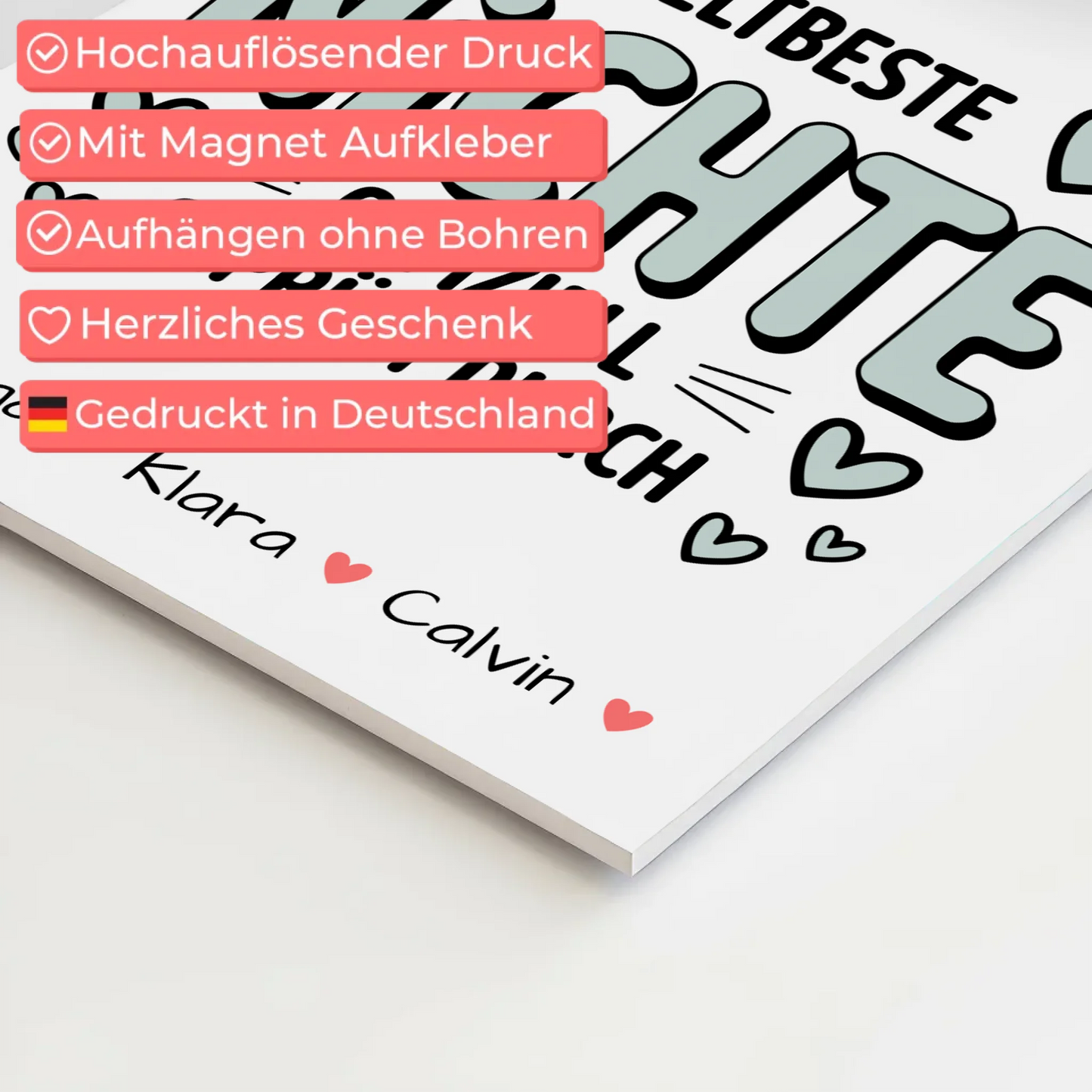 Magnetposter Fotoboard Geschenk Fotocollage Nichte Weltbeste Nichte Offiziell Geprüft Durch