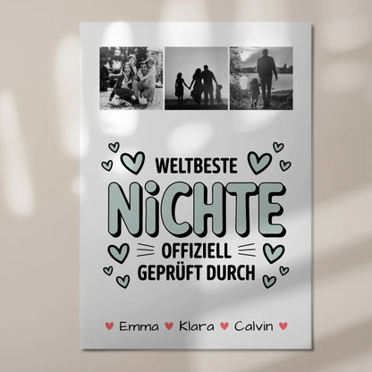 Magnetposter Fotoboard Geschenk Fotocollage Nichte Weltbeste Nichte Offiziell Geprüft Durch