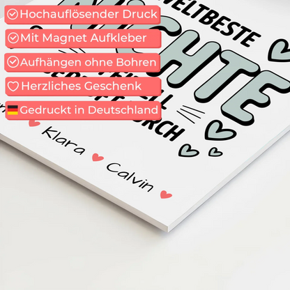 Magnetposter Fotoboard Geschenk Fotocollage Nichte Weltbeste Nichte Offiziell Geprüft Durch