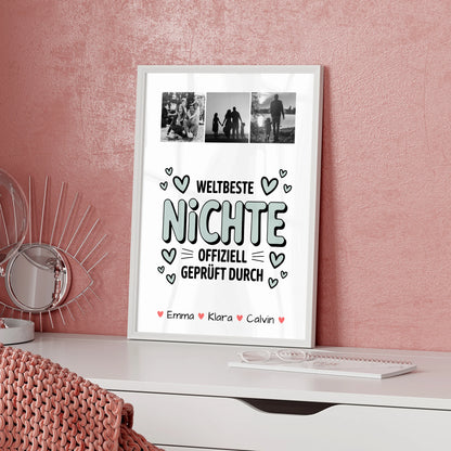 Karten Poster Personalisiert Geschenk Fotocollage Nichte Weltbeste Nichte Offiziell Geprüft Durch