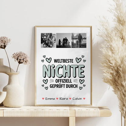 Karten Poster Personalisiert Geschenk Fotocollage Nichte Weltbeste Nichte Offiziell Geprüft Durch