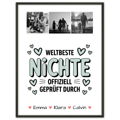 Karten Poster Personalisiert Geschenk Fotocollage Nichte Weltbeste Nichte Offiziell Geprüft Durch