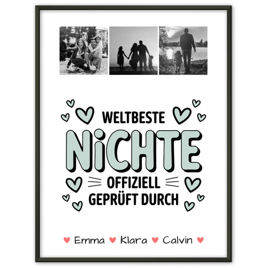 Karten Poster Personalisiert Geschenk Fotocollage Nichte Weltbeste Nichte Offiziell Geprüft Durch