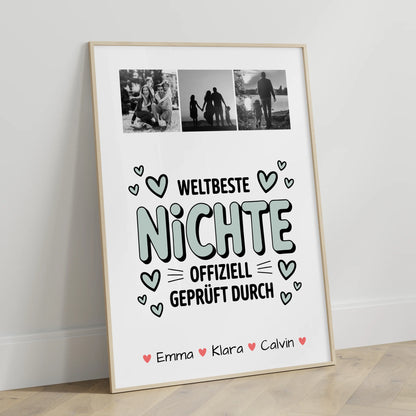 Karten Poster Personalisiert Geschenk Fotocollage Nichte Weltbeste Nichte Offiziell Geprüft Durch