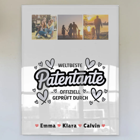 Acrylglas Mit Foto Patentante Fotocollage Weltbeste Patentante Offiziell Geprüft Durch Personalisiertes Geschenk 1