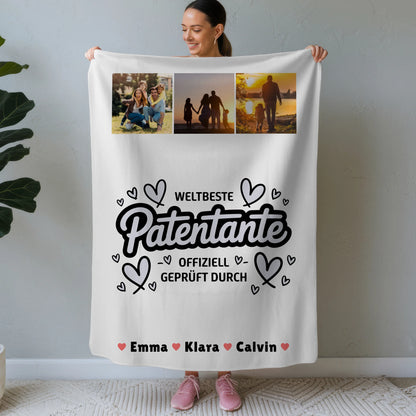 Personalisierte Kuscheldecke Mit Namen Patentante Fotocollage Weltbeste Patentante Offiziell Geprüft Durch 1