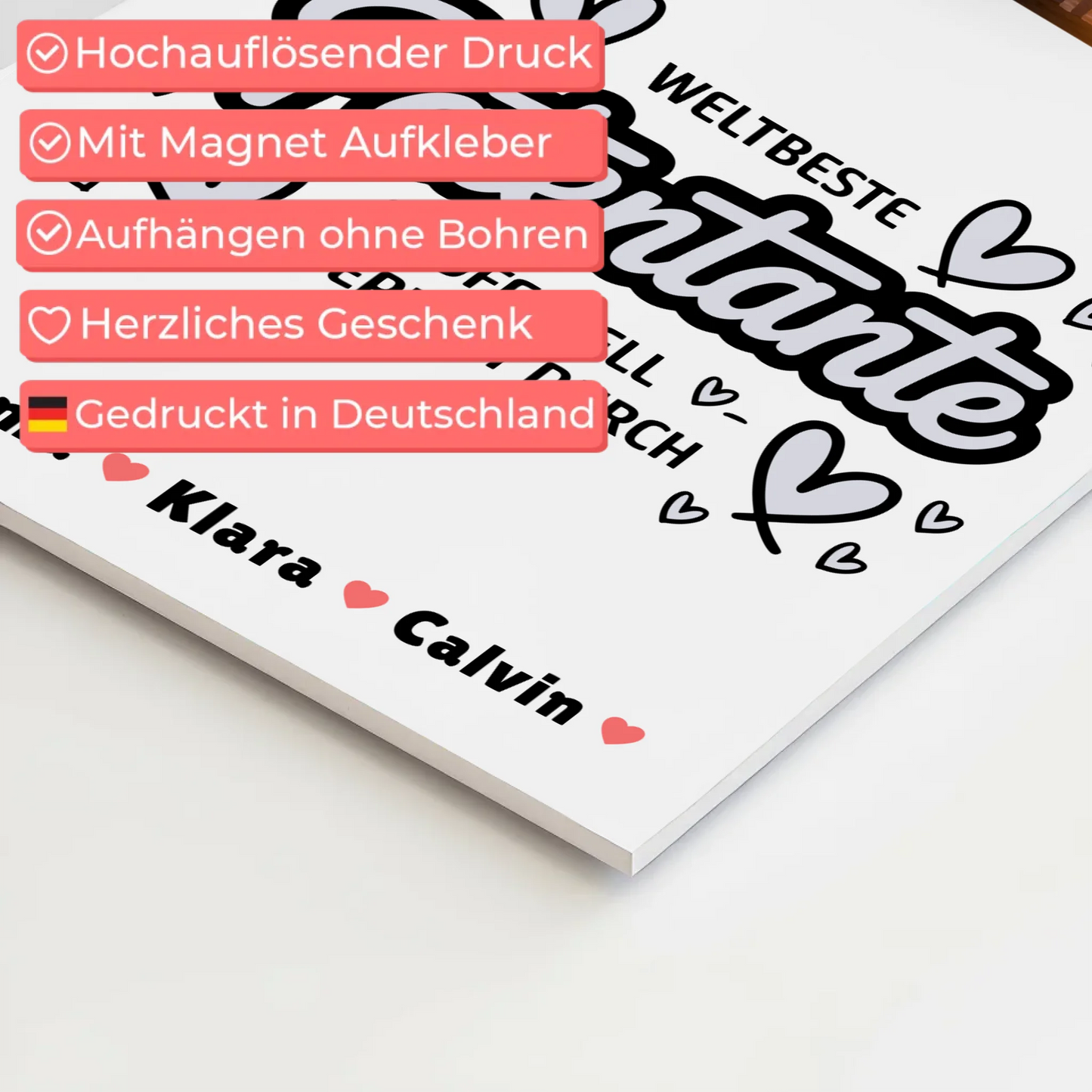 Magnetposter Fotoboard Patentante Fotocollage Weltbeste Patentante Offiziell Geprüft Durch Geschenk 4