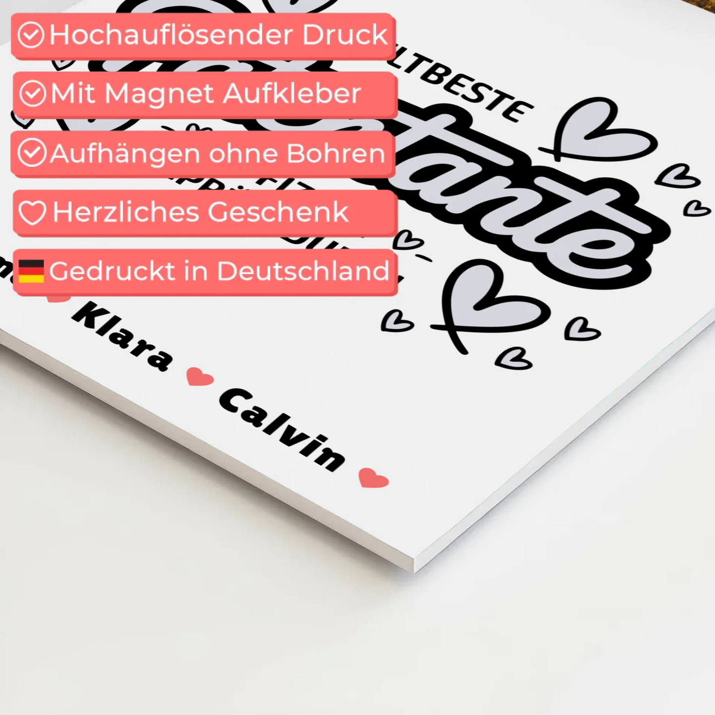 Magnetposter Fotoboard Patentante Fotocollage Weltbeste Patentante Offiziell Geprüft Durch Geschenk