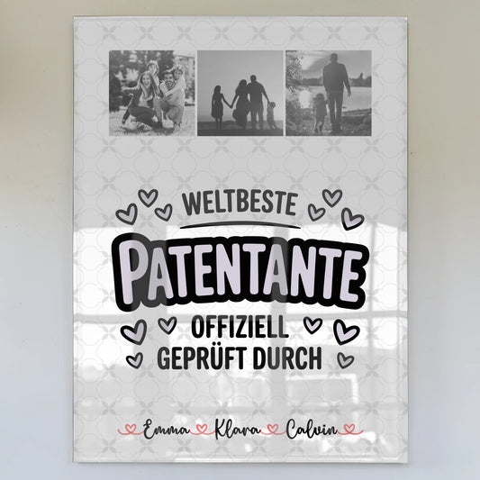 Personalisierte Geschenkideen mit Foto Mit Acrylglas für Patentante Weltbeste Patentante Offiziell Geprüft Durch 1