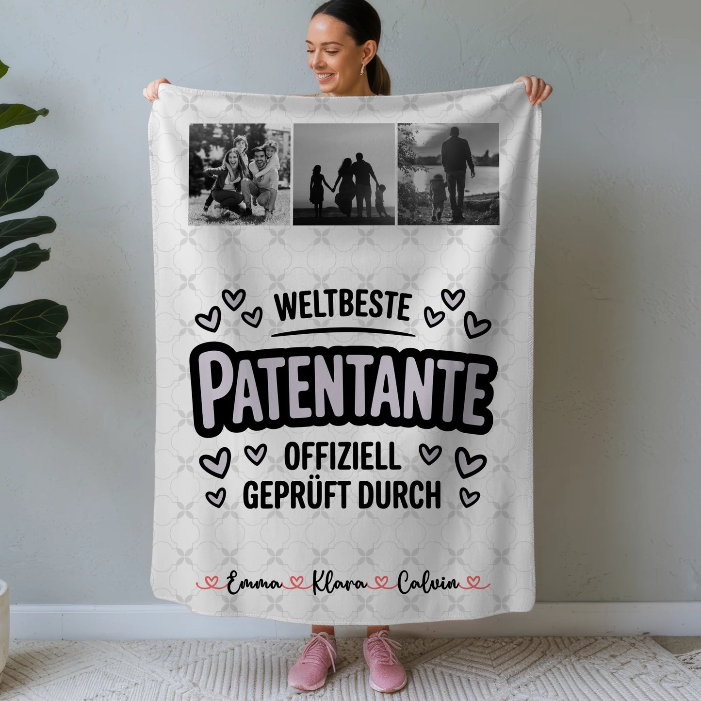 Kuscheldecke Mit Namen Und Motiv Geschenk Fotocollage Patentante Weltbeste Patentante Offiziell Geprüft Durch 1