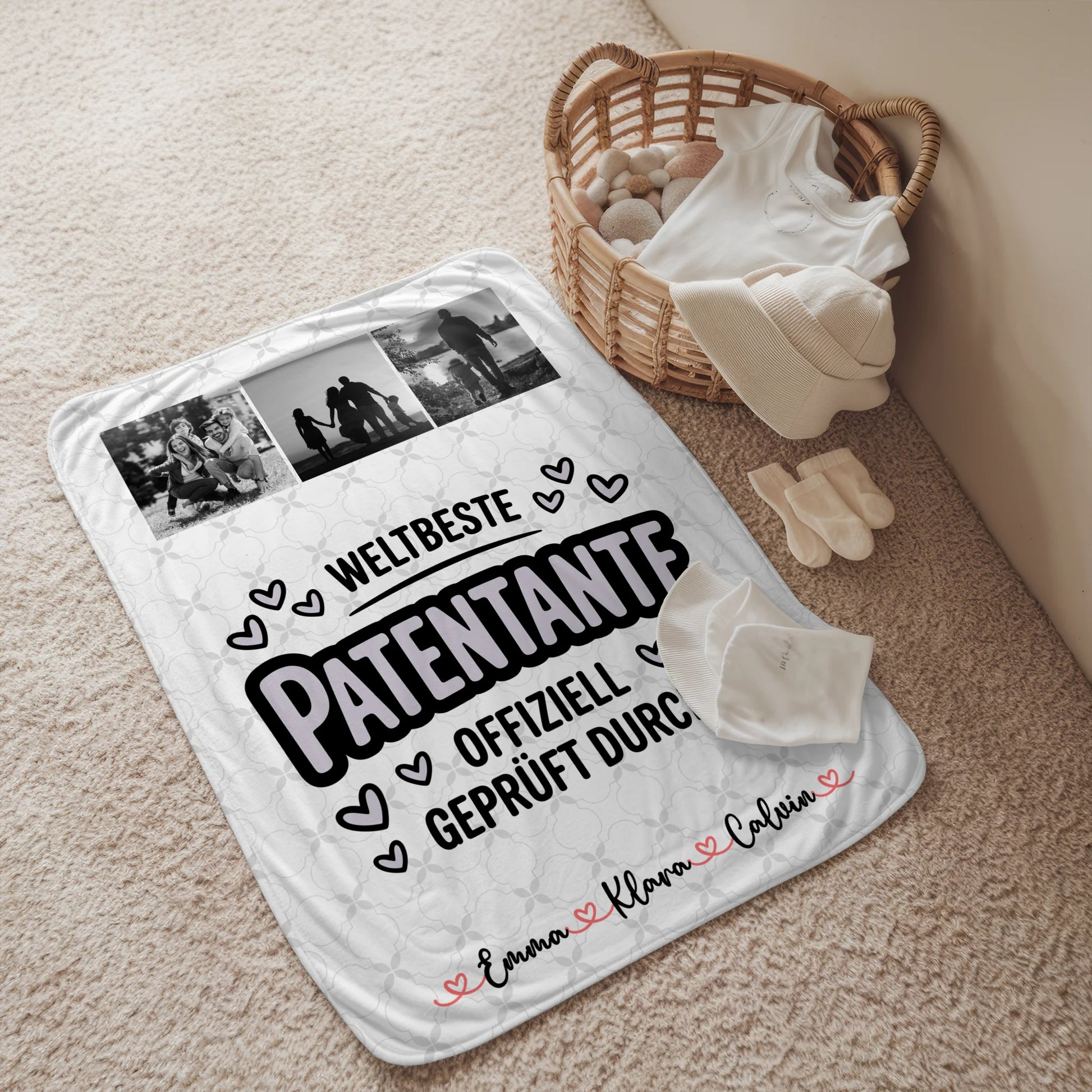 Kuscheldecke Mit Namen Und Motiv Geschenk Fotocollage Patentante Weltbeste Patentante Offiziell Geprüft Durch 2