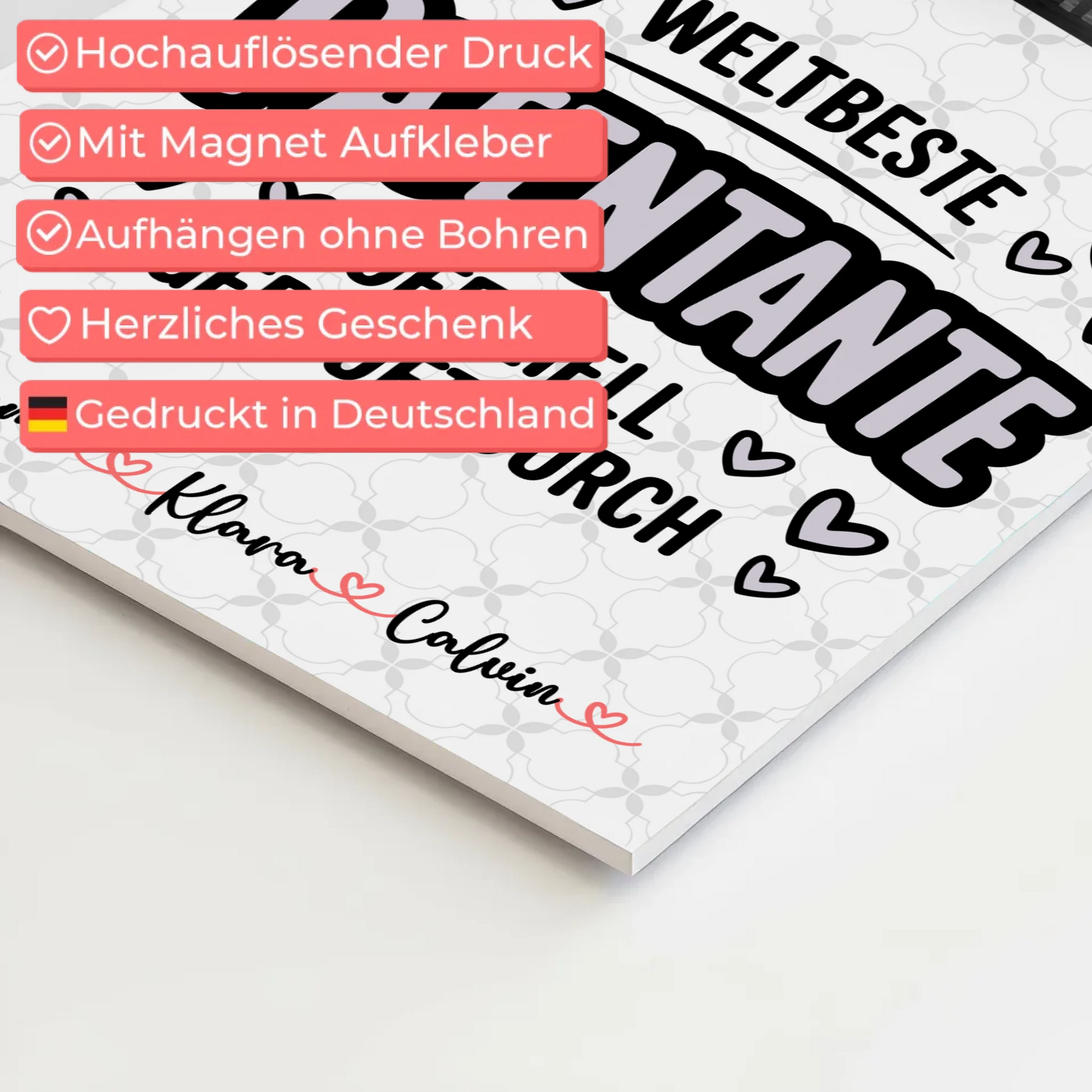 Magnetposter Fotoboard Geschenk Fotocollage Patentante Weltbeste Patentante Offiziell Geprüft Durch 4