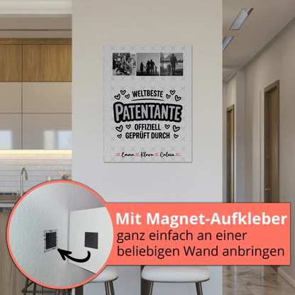 Magnetposter Fotoboard Geschenk Fotocollage Patentante Weltbeste Patentante Offiziell Geprüft Durch