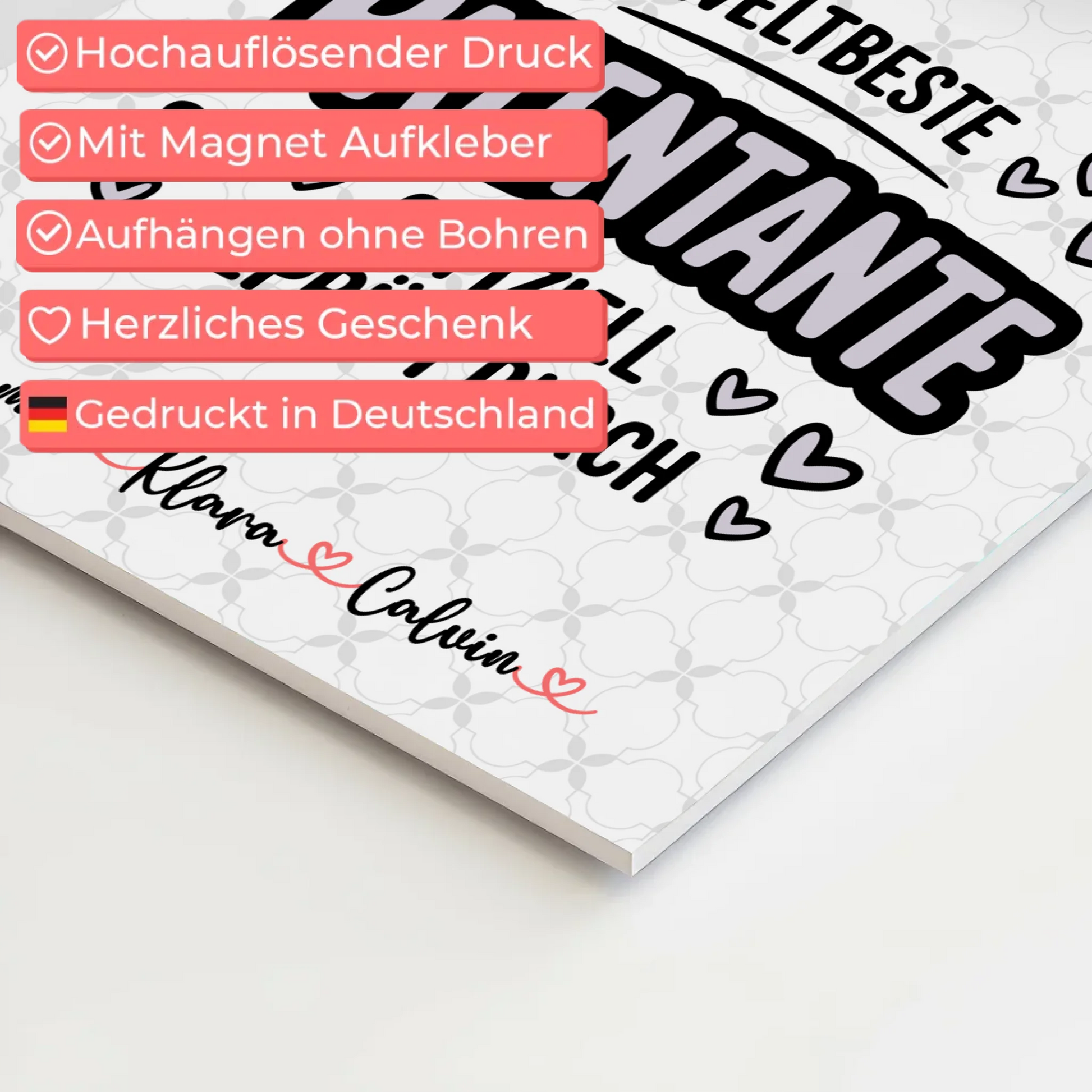 Magnetposter Fotoboard Geschenk Fotocollage Patentante Weltbeste Patentante Offiziell Geprüft Durch 10