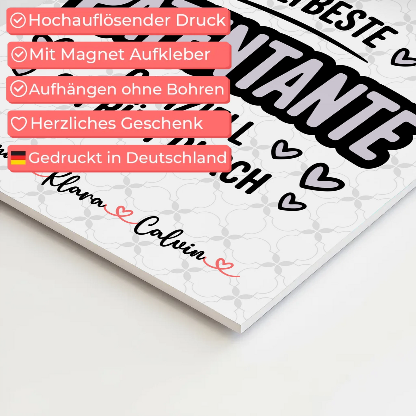 Magnetposter Fotoboard Geschenk Fotocollage Patentante Weltbeste Patentante Offiziell Geprüft Durch