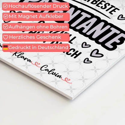 Magnetposter Fotoboard Geschenk Fotocollage Patentante Weltbeste Patentante Offiziell Geprüft Durch