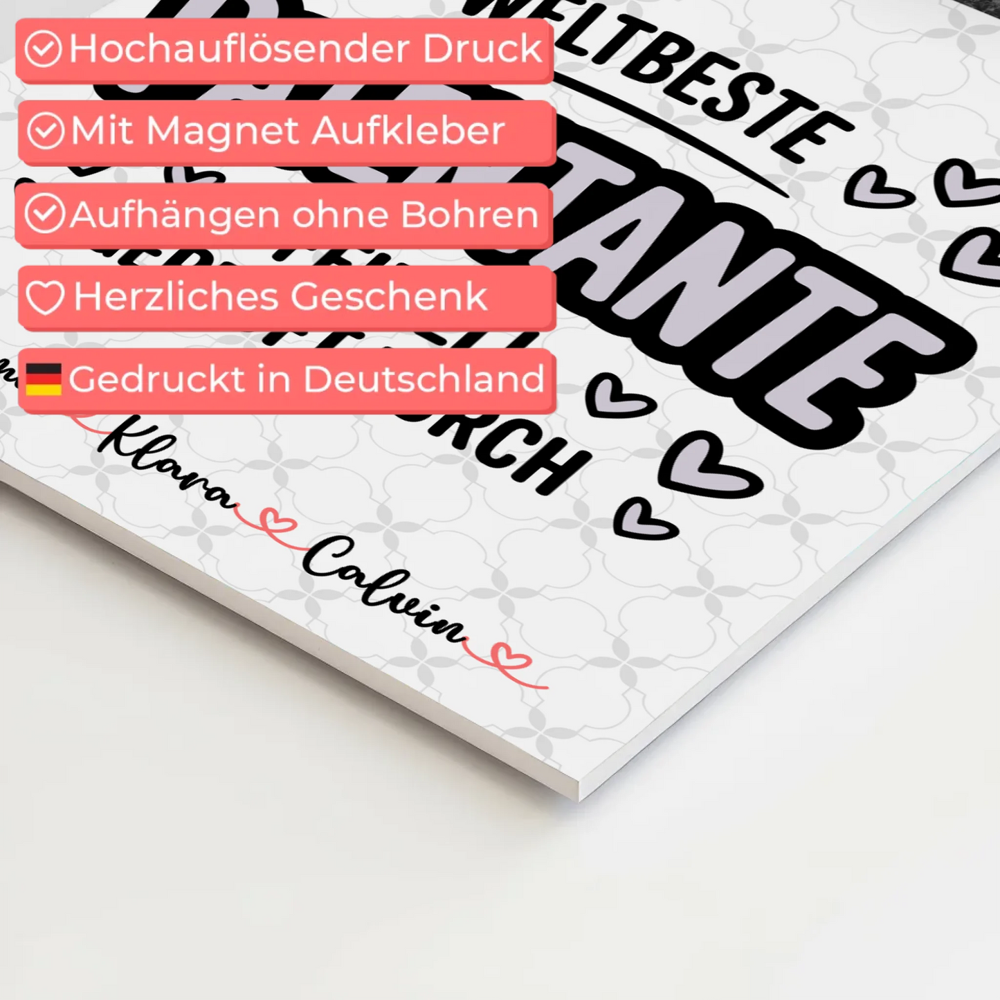 Magnetposter Fotoboard Geschenk Fotocollage Patentante Weltbeste Patentante Offiziell Geprüft Durch