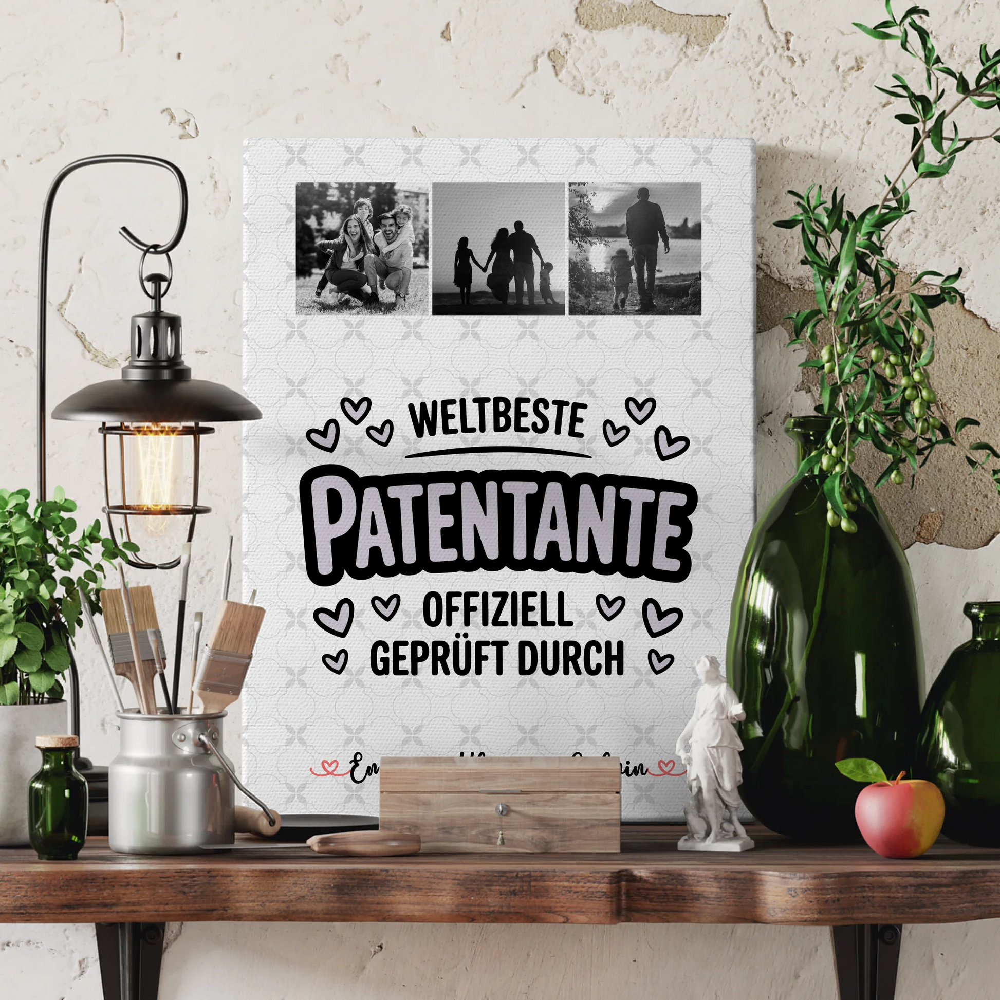 Leinwand Bild Geschenk Fotocollage Patentante Weltbeste Patentante Offiziell Geprüft Durch 3