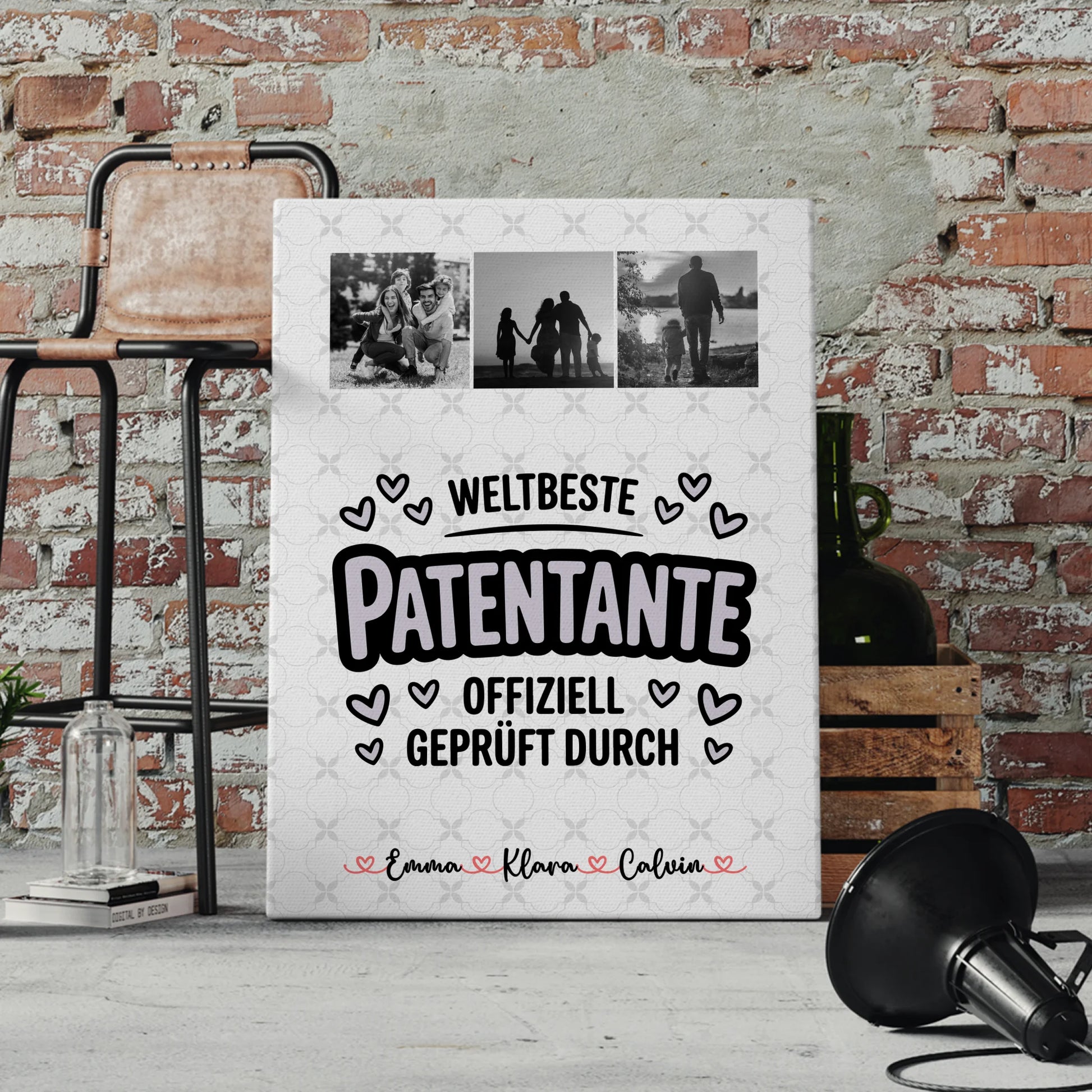 Leinwand Bild Geschenk Fotocollage Patentante Weltbeste Patentante Offiziell Geprüft Durch 4