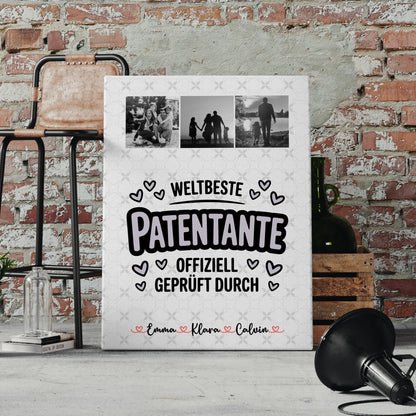 Leinwand Bild Geschenk Fotocollage Patentante Weltbeste Patentante Offiziell Geprüft Durch 4