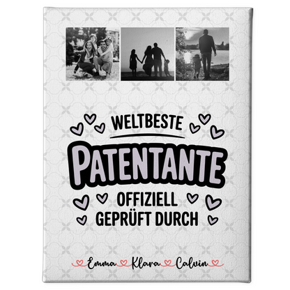 Leinwand Bild Geschenk Fotocollage Patentante Weltbeste Patentante Offiziell Geprüft Durch 1