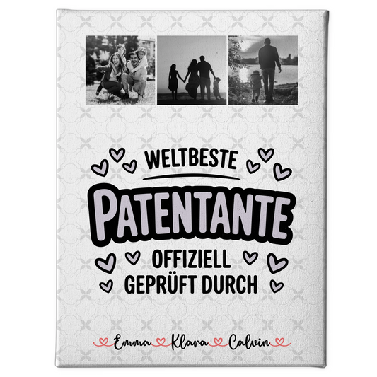 Leinwand Bild Geschenk Fotocollage Patentante Weltbeste Patentante Offiziell Geprüft Durch 1
