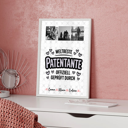 Personalisiertes Poster Geschenk Fotocollage Patentante Weltbeste Patentante Offiziell Geprüft Durch