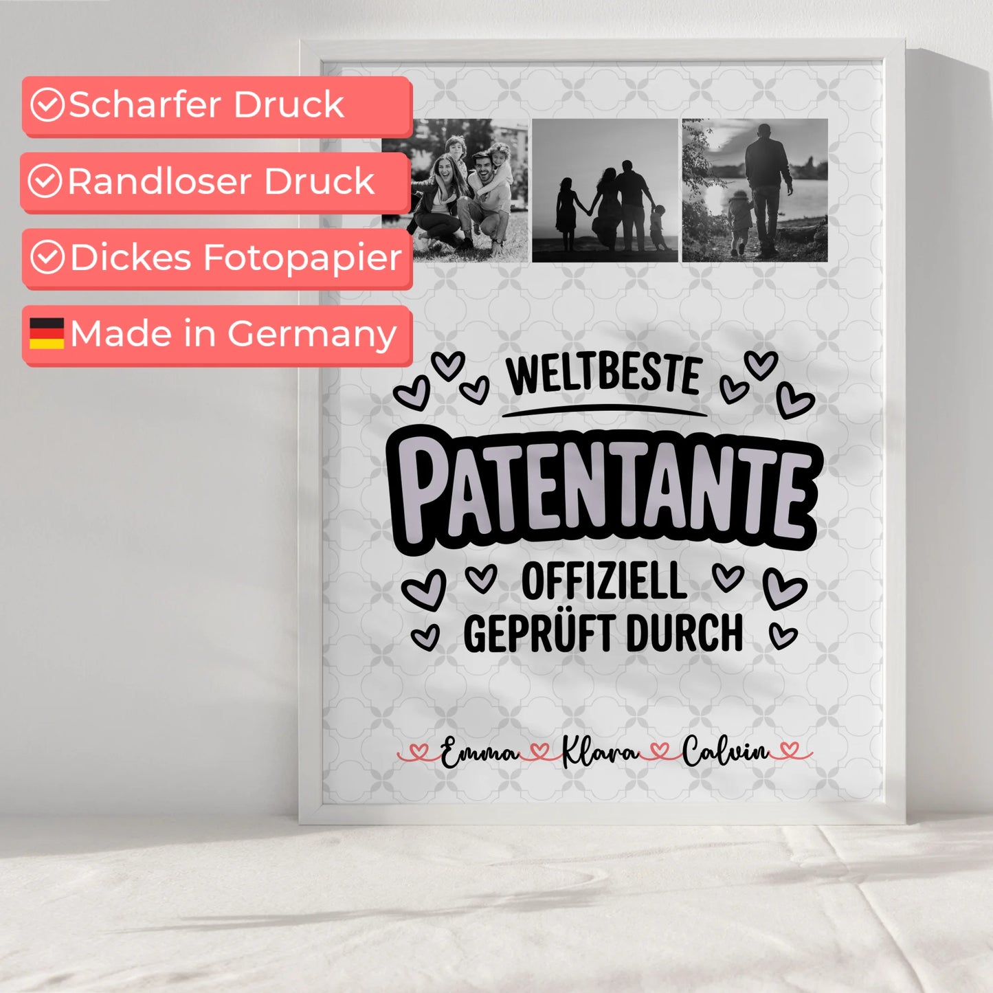 Personalisiertes Poster Geschenk Fotocollage Patentante Weltbeste Patentante Offiziell Geprüft Durch