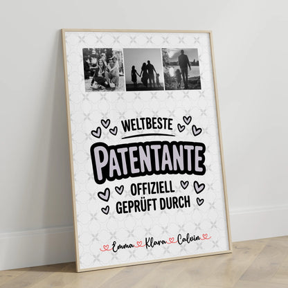 Personalisiertes Poster Geschenk Fotocollage Patentante Weltbeste Patentante Offiziell Geprüft Durch