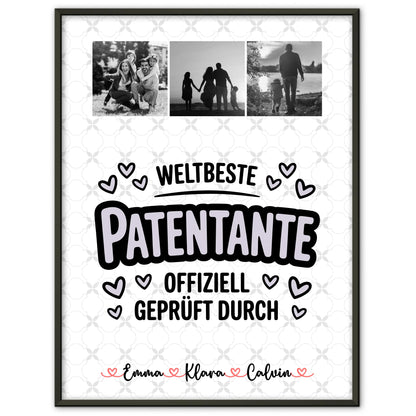 Personalisiertes Poster Geschenk Fotocollage Patentante Weltbeste Patentante Offiziell Geprüft Durch