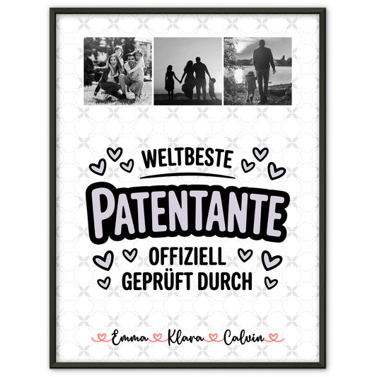 Personalisiertes Poster Geschenk Fotocollage Patentante Weltbeste Patentante Offiziell Geprüft Durch
