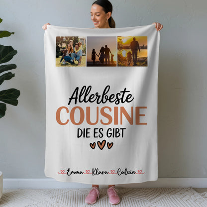 Personalisierte Kuscheldecke Mit Namen Fotocollage Cousine Allerbeste Cousine Die Es Gibt 1