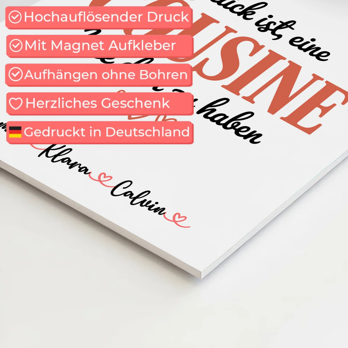 Personalisierte Fotoboard Magnet Wandbild Fotocollage für Cousine Glück Ist eine Cousine Wie Dich Zu Haben 10