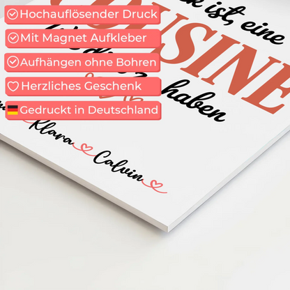 Personalisierte Fotoboard Magnet Wandbild Fotocollage für Cousine Glück Ist eine Cousine Wie Dich Zu Haben