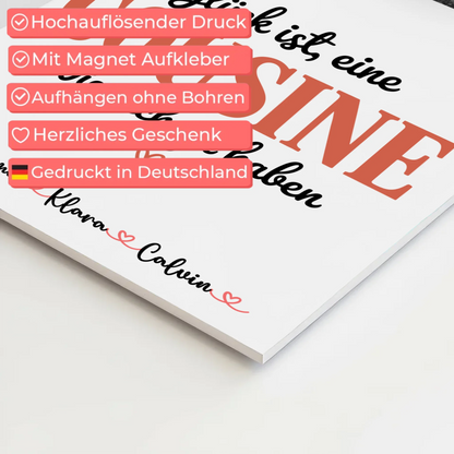 Personalisierte Fotoboard Magnet Wandbild Fotocollage für Cousine Glück Ist eine Cousine Wie Dich Zu Haben