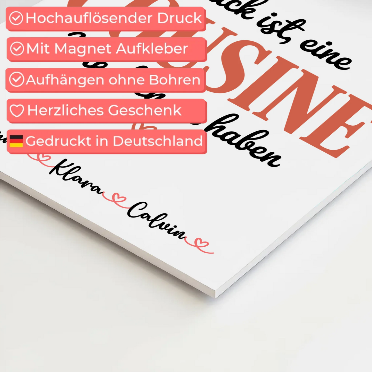 Personalisierte Fotoboard Magnet Wandbild Fotocollage für Cousine Glück Ist eine Cousine Wie Dich Zu Haben