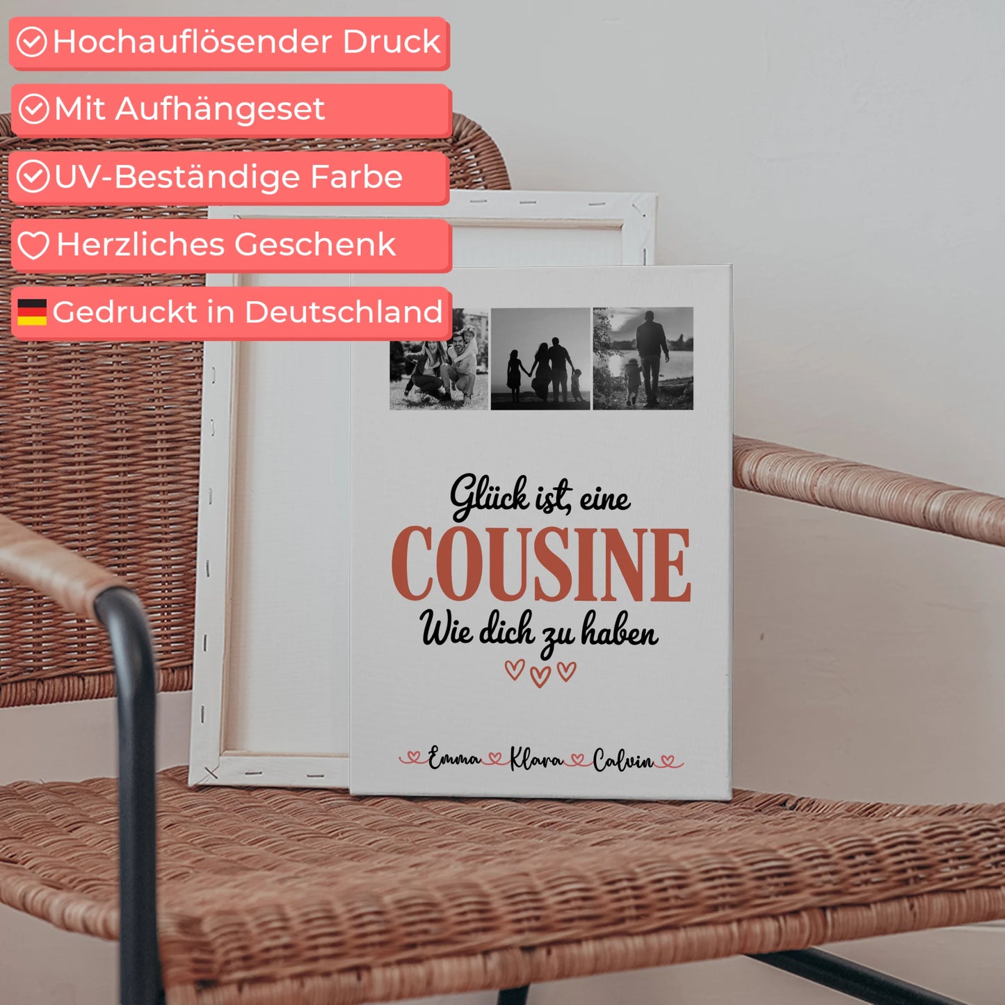 Wandbild Fotocollage für Cousine Glück Ist eine Cousine Wie Dich Zu Haben 5