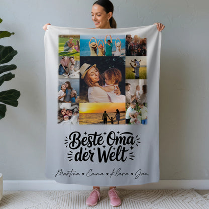 Decke Mit Namen mit 11 Fotos für die Beste Oma Der Welt personalisiertes Geschenk 1