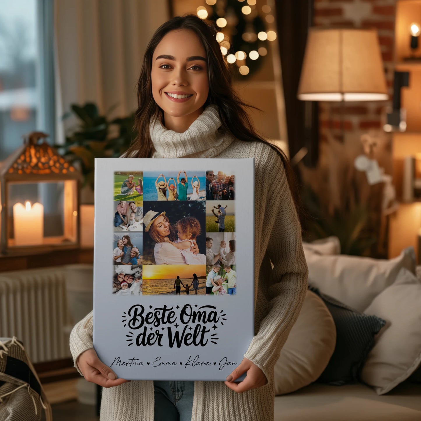 Personalisiertes Wandbild Oma mit 11 Fotos Beste Oma der Welt 2