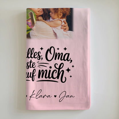 Personalisierte Decke für Oma und Opa mit 8 Fotos und Herz Motiv Danke Oma Kaffee geht auf mich 6