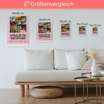 Oma Plakat mit 8 Fotos und Herz Design Danke Oma Kaffee geht auf mich personalisiertes Geschenk 6